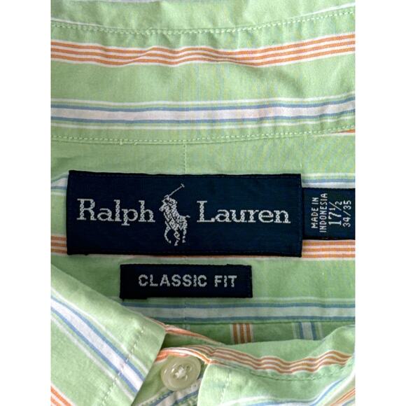 Ralph Lauren Classic Fit Mens Button Down Size 17 1/2 34/35 Long Sleeve Pony - Picture 3 of 6